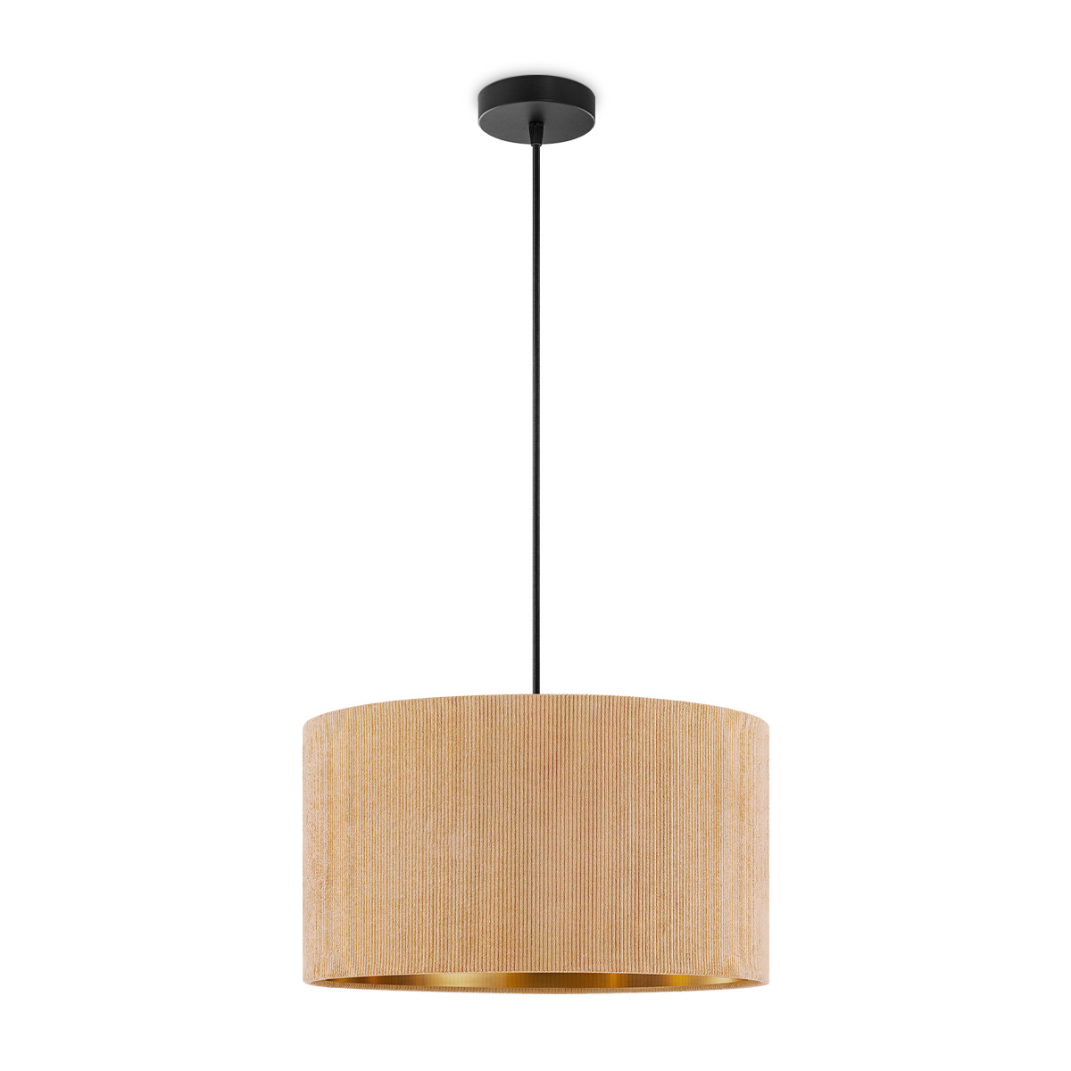 Scandinavische stijl Hanglamp - Corduroy Lampenkap - Cilinder - Karamel - ø40 x 126 cm - E27 Fitting - Geschikt voor Woonkamers en slaapkamers - Inclusief 1 meter kabel